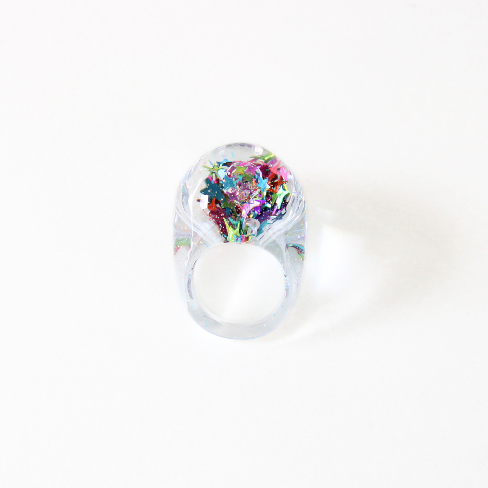 Snow Globe Ring Stardust Liquid Ring – La Raison Jewels