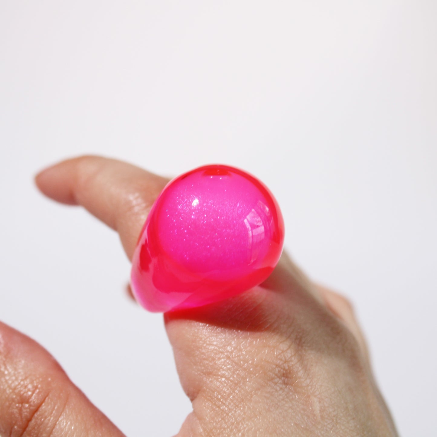 Snow Globe Ring Neon Pink