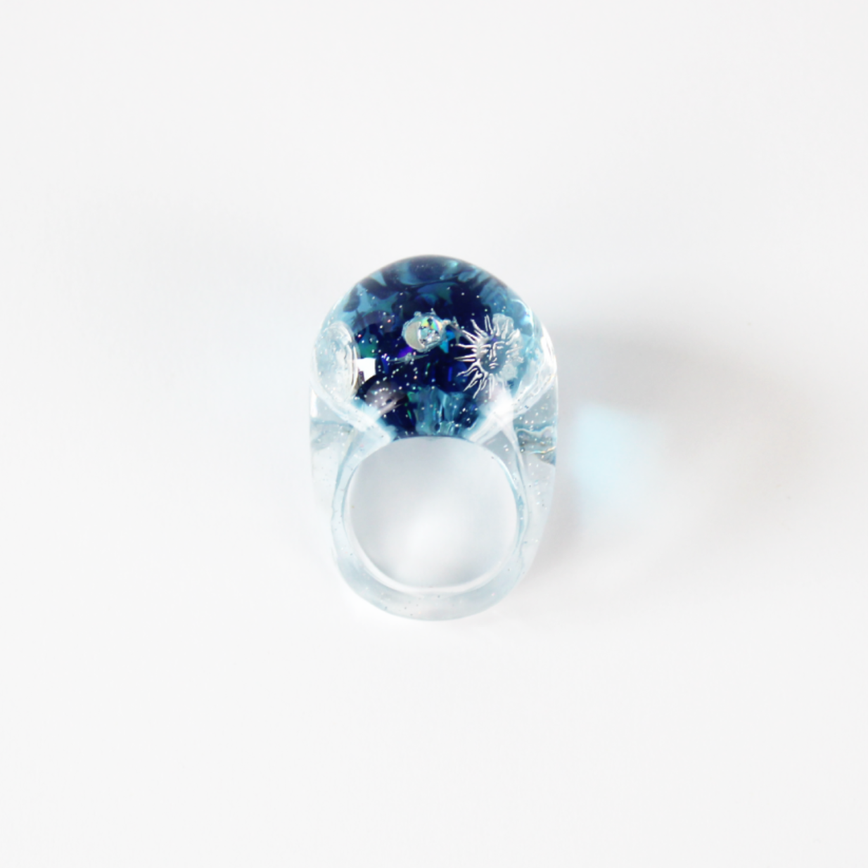 Snow Globe Ring Celestial Silver