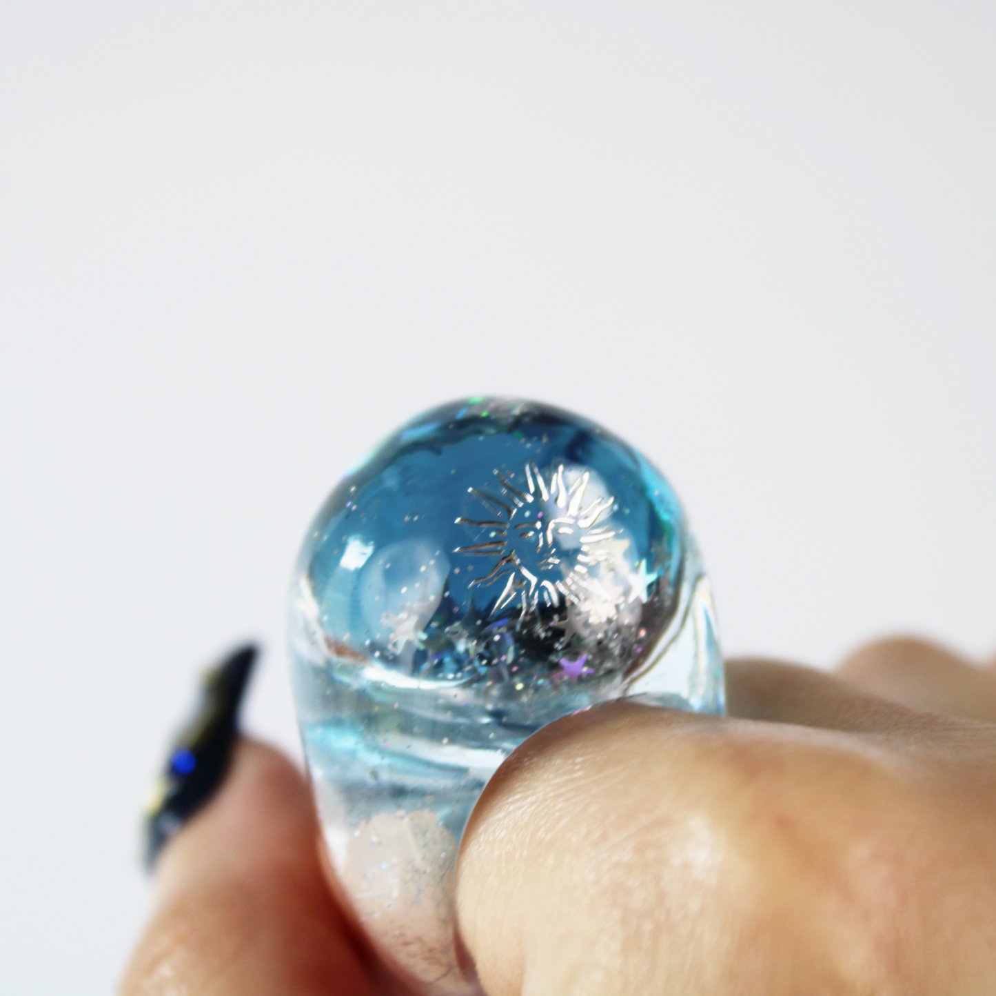 Snow Globe Ring Celestial Silver