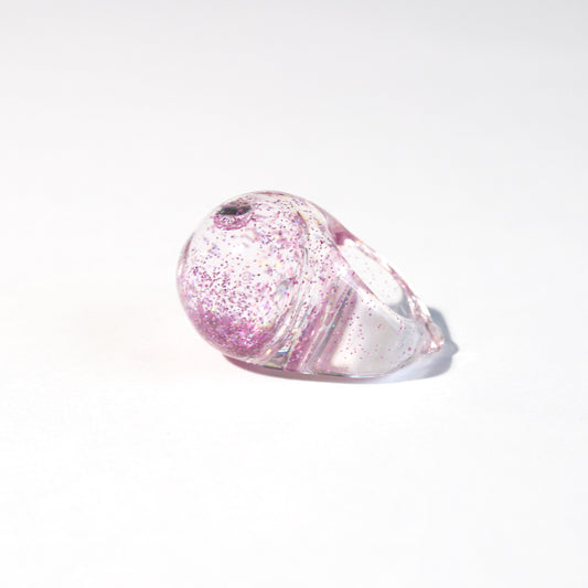 Snow Globe Ring Chunky glitter Pink