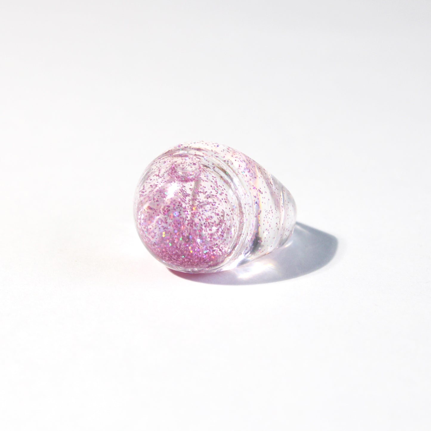 Snow Globe Ring Chunky glitter Pink