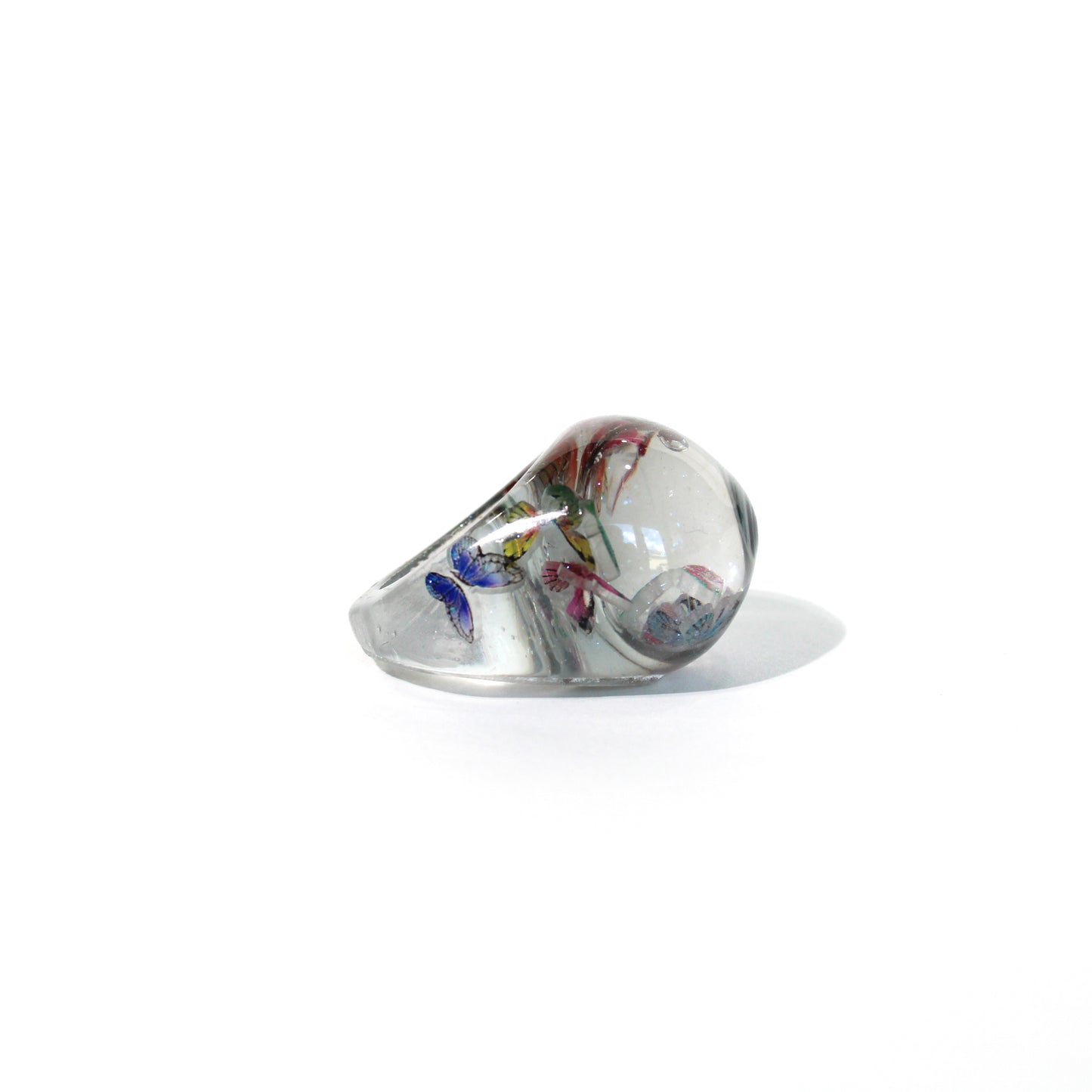 Butterfly Gray Snow Globe Ring