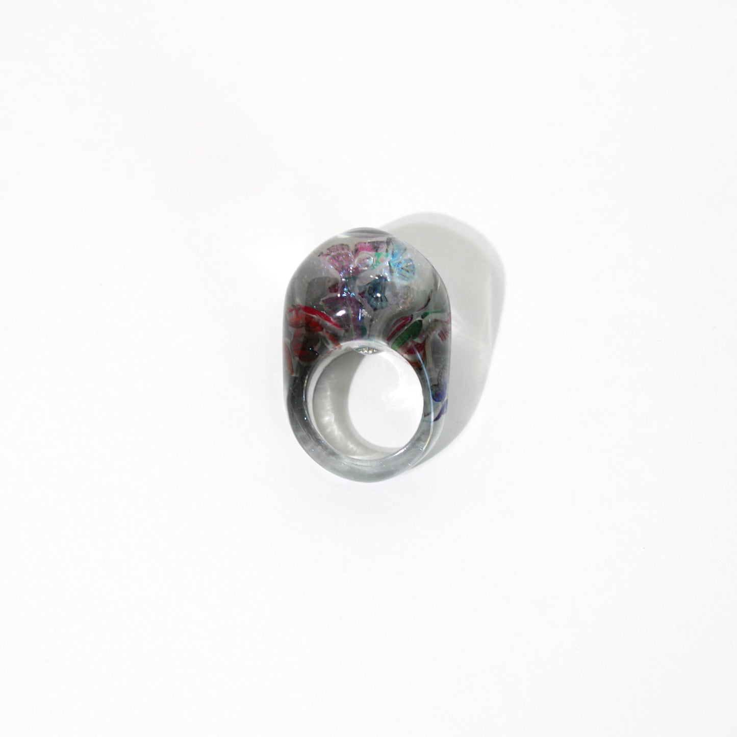 Butterfly Gray Snow Globe Ring