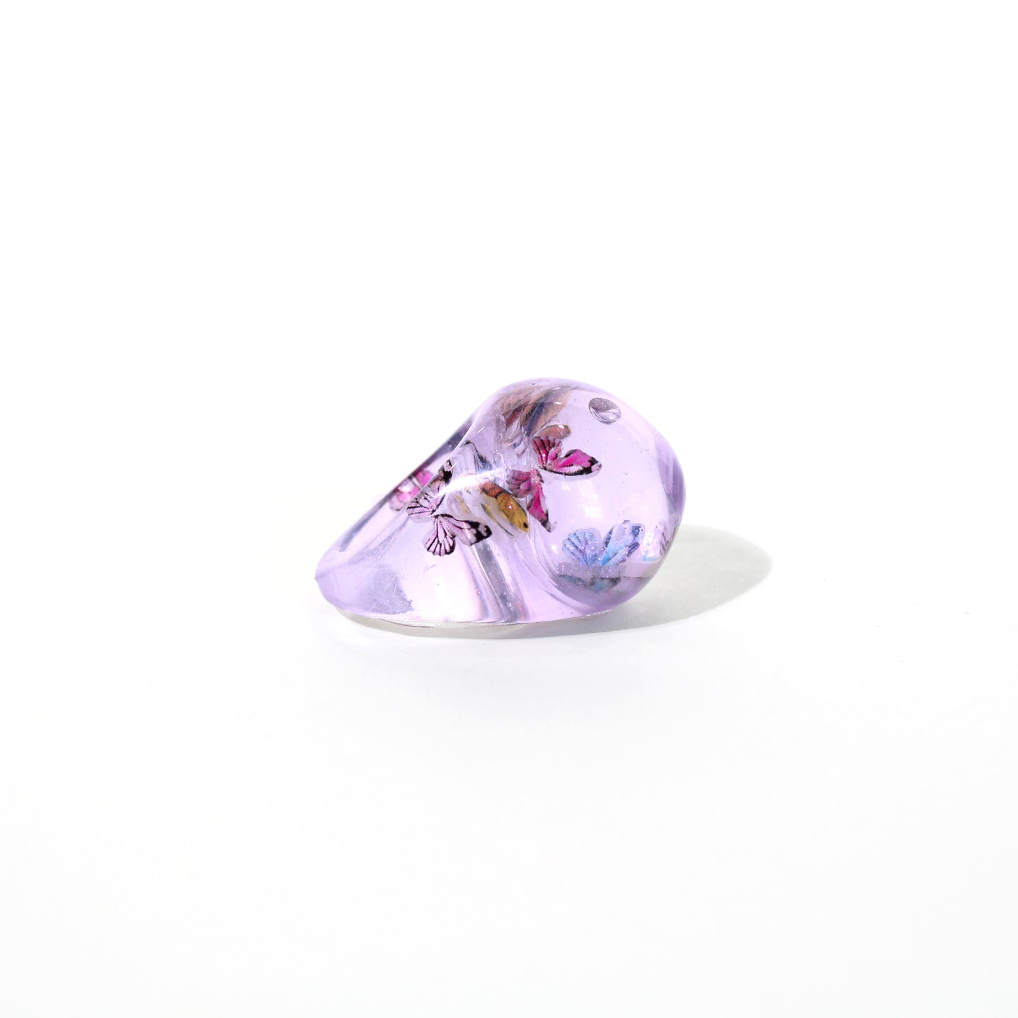 Butterfly Dusty Purple Snow Globe Ring