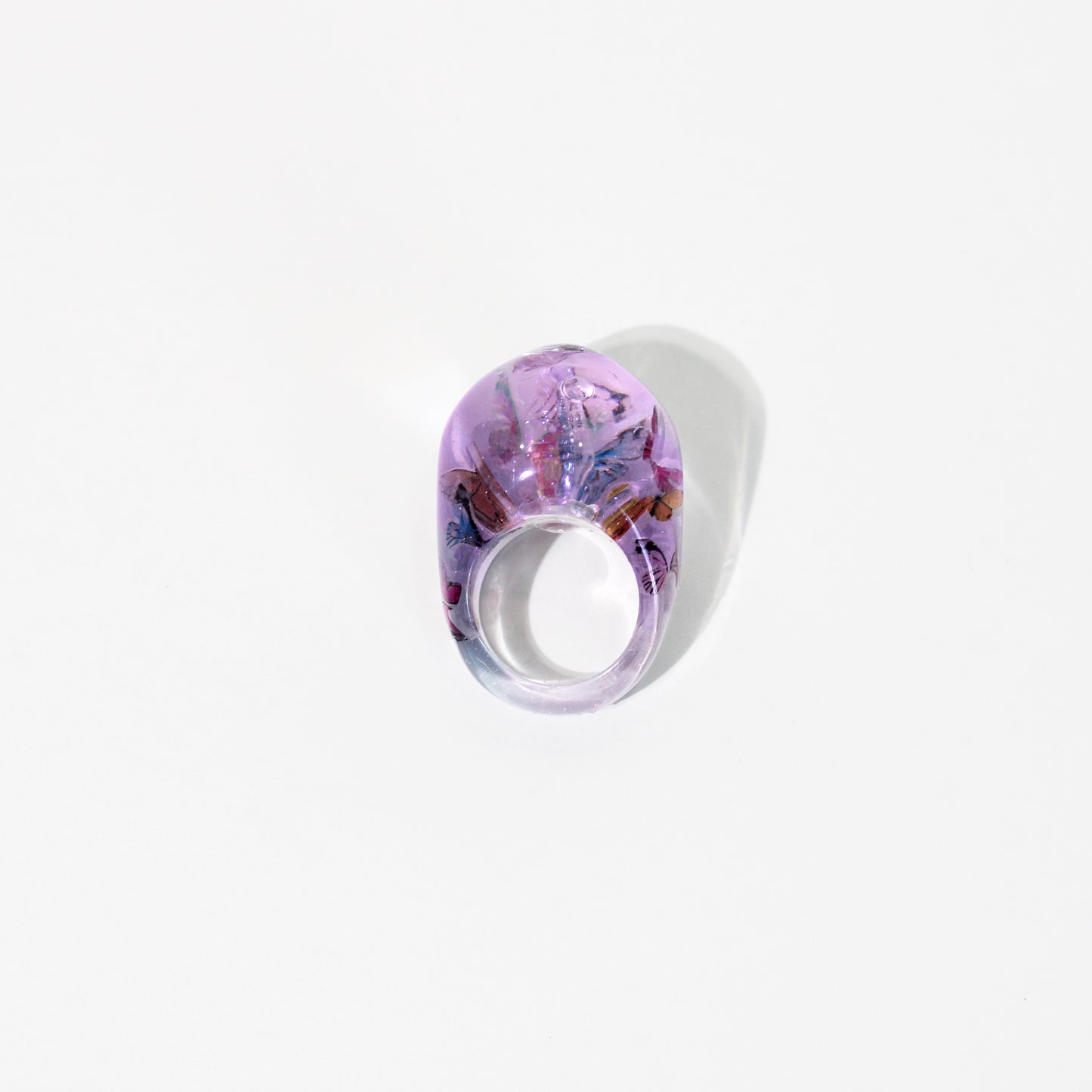 Butterfly Dusty Purple Snow Globe Ring