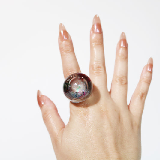 Butterfly Gray Snow Globe Ring